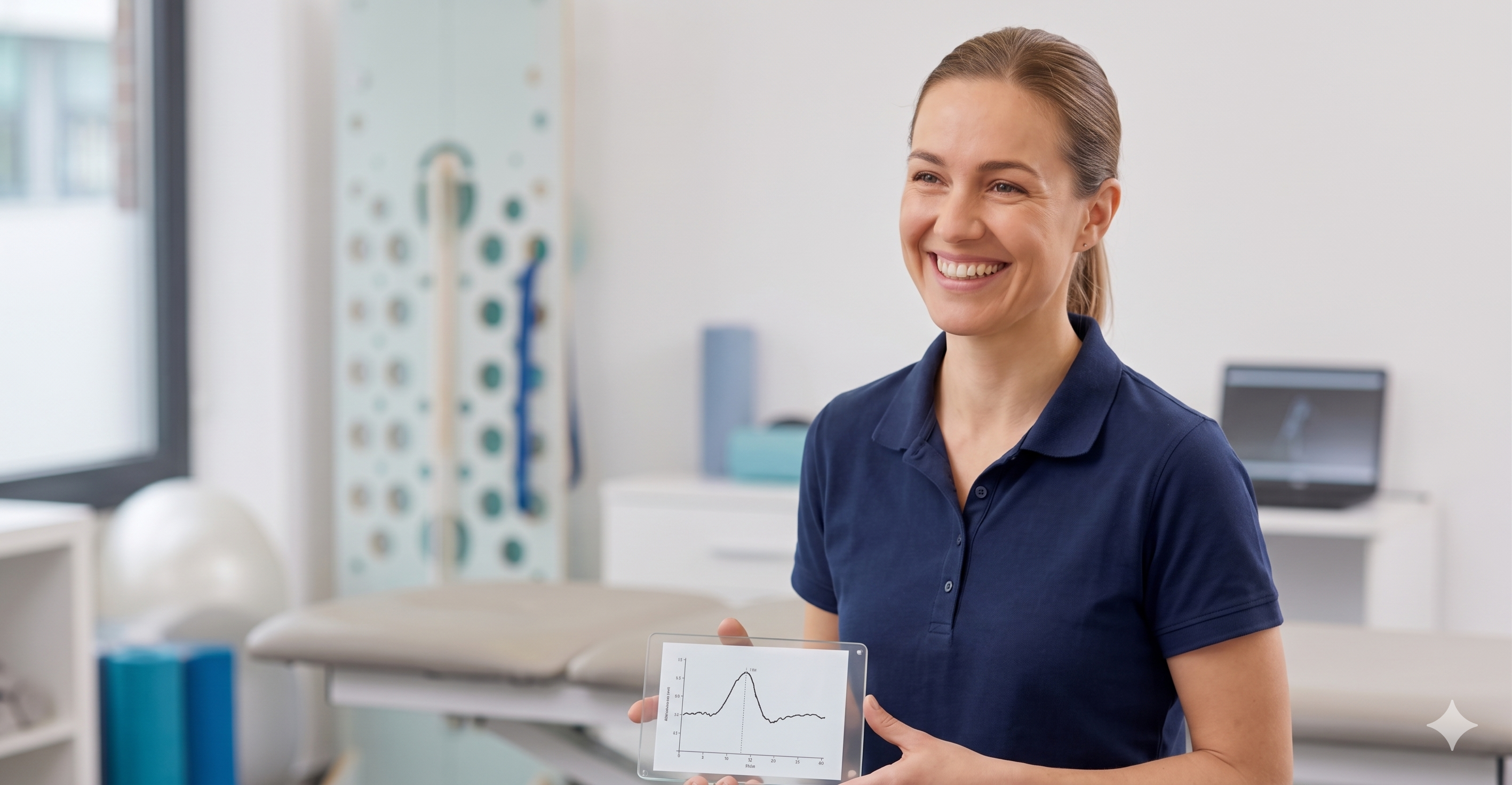 Physiotherapist reviewing a movement report with a client